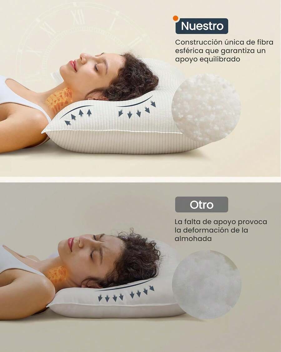 SONGMICS HOME Juego de 2 Almohadas, Alternativa de Plumón, King Size, Hotel, 92 x 51, Dureza Media, Dormir de Lado, Blanco Nube TBP033W01 - Rey - Ver 1