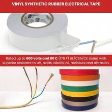 . R. U. EL - 766AW White General Purpose Electrical Tape 34x 66' L CSA Listed Core. Utility Vinyl Synthetic Rubber Electrical Tape - 3/4 英吋 x 66 英尺(19 毫米寬)+白色 - 查看 4