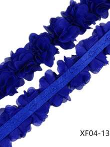 19 Colors Available, 13pcs 5cm Width 3D Chiffon Flower DIY Trim For Headband, Shoes, Hat Decoration