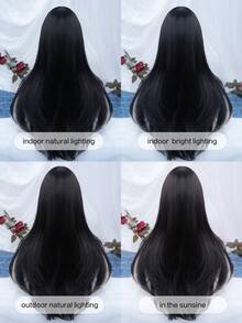 alicegarden 1 Piece Synthetic Heat-Resistant Long Natural Wave In Multi Color Wigs, With Bangs, 24 Inches Long, Made From Fiber, Suitable For Daily Use, Natural And Realistic False Hairpiece.