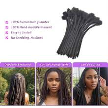 30 Strands Loc Extensions Human Hair, 0.6cm Width 100% Human Hair Dreadlock Extensions For Men/Women, Can Be Dyed Soft Dreads Extensions,1b(4inch-16inch) - S1B - Xem 5