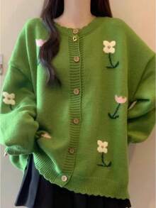Plus Size Cardigans - Green - View 3