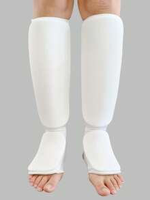 MMA 拳击武术护胫垫，弹性针织内置 EVA 泰拳空手道训练陪练护腿带脚背保护