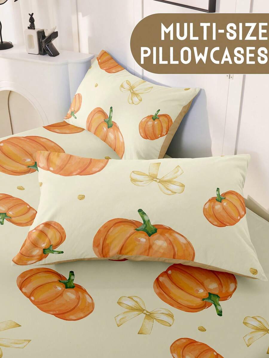 1 pieza/2 piezas Funda de almohada suave, Fundas de almohada de varios tamaños, Amigable con la piel, Transpirable, Cierre de sobre, Resistente a arrugas, decoloración y manchas, Adecuado para dormitorio, Esquema de color cálido, Amarillo, Sofá, Sala de estar, Decoración del hogar, Inserto de almohada no incluido, Decoración de otoño, Decoración de habitación, Vuelta al colegio, Útiles escolares