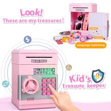 Piggy Banks Money Banks, Automatic Electronic Piggy Bank With Password And Fingerprint Unlocking Simulation, Money Bank Toys For 3 4 5 6 7 8 9 10 Year Old