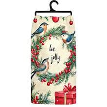 2 Stücke/100 Stücke Weihnachtskranz mit Vögeln und Geschenk Muster Küchentücher und Geschirrtücher, geeignet für Innenraumdekoration in Restaurants, Küchen und Bädern, Partydekoration, Festivalgeschenke, als Geschenk