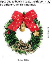 10 pièces Mini couronnes de Noël avec nœuds rouges et cloches dorées - Décorations de sapin de Noël simulées en plastique, décorations de Noël pour la maison, décorations de Noël, décorations de table de Noël, cadeaux de Noël, décoration de pièce d'hiver