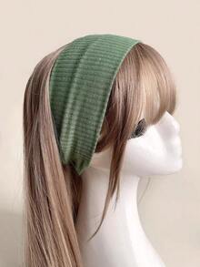 1pc Simple Knitted Headband, College Style Street Fashion Sports Headband, Pink/Black/White Multi-Color Options, Unisex, Can Be Used As Hair Accessory All Year Round Turban Headband Sweatband, School Stuff, College, Headbands Fall Winter Hair Band Hair Accessories For Women For Vacation Outfits Woman Elegant Scarf Women Bandana Soft Headwrap - 橄欖綠 - 查看 7