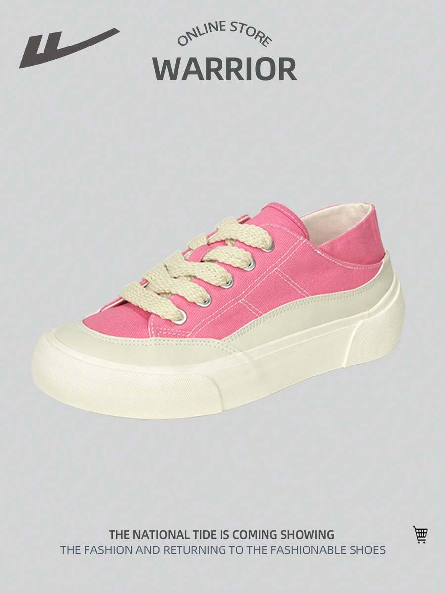 WARRIOR 1 Paar sportliche, vielseitige Sneaker, atmungsaktive, lässige Segeltuch-Sneaker mit niedrigem Schaft - Rosa/Beige - Übersicht 1