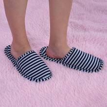 ¡RecomendadoZapatillas de Viaje Reemplazo para Hombre Mujer, Zapatillas Portátil Plegable Pantuflas Reutilizable Interior Suave Algodón ntideslizante Unisex Reemplazo para Casa Hotel Viajar(Hombre Rayas azules)¡Top de Temporada - 1 - Ver 2