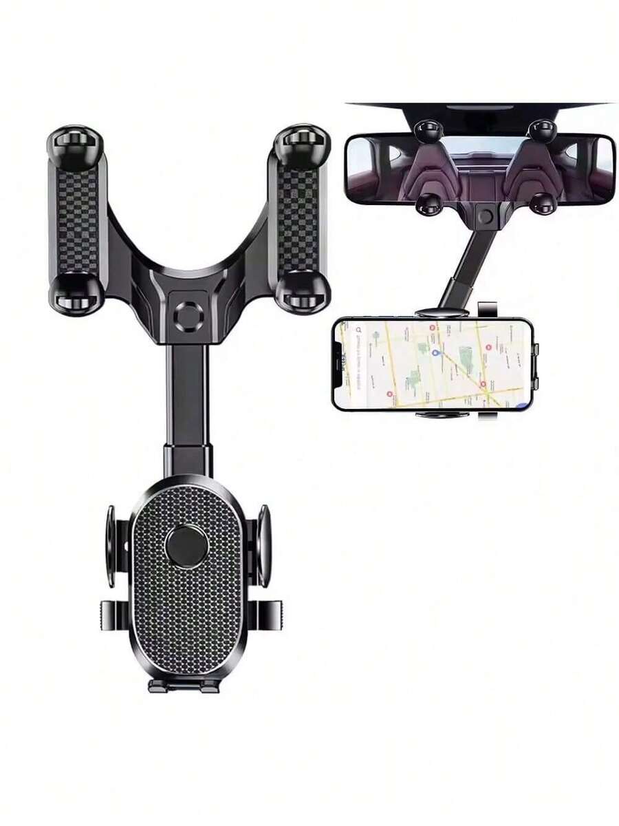 Soporte Para Espejo Retrovisor De Teléfono Ajustable y Rotación 360° Porta Celular en el Retrovisor Retráctil y Multifuncional - Negro - Ver 1
