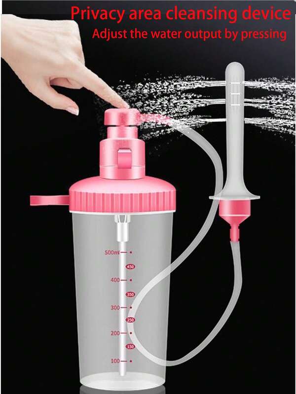 350/500ml Handheld Intimate Wash Sprayer, Unisex, Pump-Style Bidet With Nozzle, Manual Press, Portable Feminine Hygiene Cleaner, No Battery Or Power Needed, Travel Intimate Cleaning Kit, For Intimate Area Cleaning, Bidet, Intimate Cleaning Tool, Press To Dispense, 12-Hole Rotary Spray Head, Self-Controlled Water Flow, Can Be Sterilized With Hot Water, Reusable, With Syringe Handle And Nozzle Head, Home Cleaning Set, Easy To Carry.