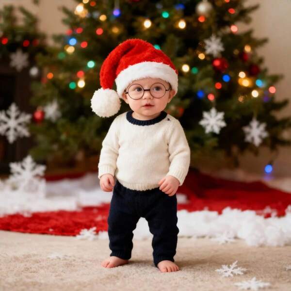 Gorro navideño para bebé, gafas para niños, disfraz navideño para bebé, accesorios para fotografía de vacaciones, recién nacido, regalo de 1 mes, regalo de Año Nuevo, conjunto de ropa para sesión de fotos de bebé, bebé, gorro con pompón rojo + gafas redondas lindas, set de regalo para bebé, conjunto navideño para bebé, disfraz navideño para bebé, conjunto conmemorativo de vacaciones, accesorios para bebé, Navidad para bebé niña, suministros para bebé
