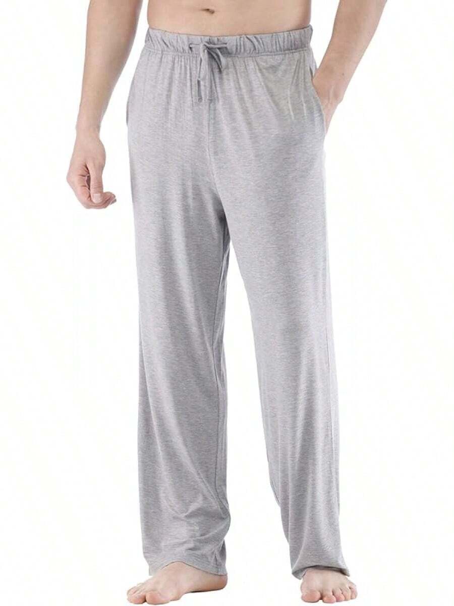 Mens Pajama Pants - Viscose Made From Bamboo, Soft Sleep Pants Comfy Drawstring Lounge Bottom With Pockets Sweatpantshalloween - Heather Grey - View 1