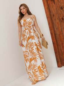 Summer Floral Pleated Dress - Orange - View 4