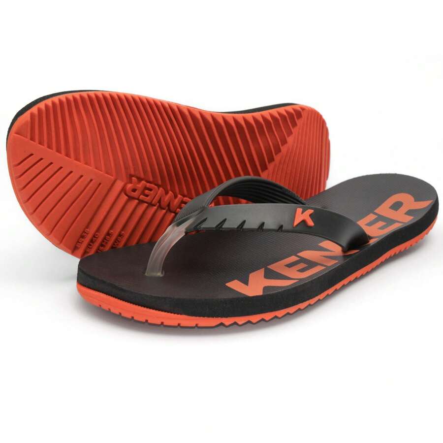 Kenner Flip Flop Sandal Red Original Men's Women's - 黑色和橙色 - 查看 1