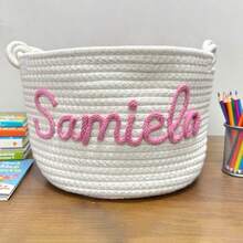 1 pieza Cesta personalizada hecha a mano como regalo de cumpleaños, organizador de juguetes de tejido de cordón I, elegante otoño, multifuncional, elegante, de alta calidad, único, para sala de té, hogar, jardín, oficina, para aniversarios, para el Día de San Valentín, para el Día de la Madre, para el Día del Padre, para graduaciones, para bodas, para inauguración de casa