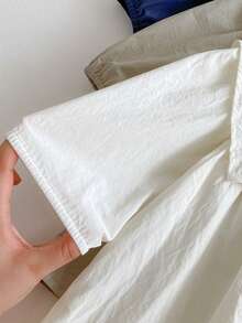 Autumn Baby Girls' Navy Collar Embroidered Long Sleeve Dress - Apricot - View 4