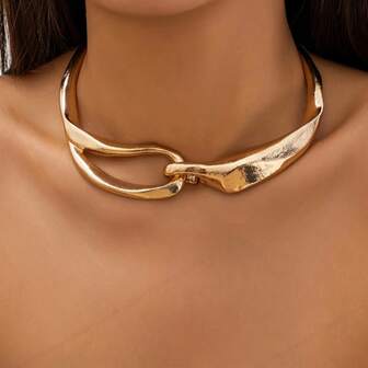 1 件独特的朋克风格抽象金环项圈