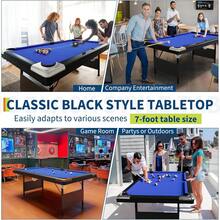 6-7 Ft Portable Pool Table, Adults Folding Billiards Tables, Outdoor Pool Table For Family Game Room, Adult Rrec Room, Basements, Man Cave Or Garage  7 Ft Pool Table, With Ping Pong Multi Game Combo Tables For Family Recreation Game Rooms Includes Full Set Of Balls, 2 Cue Sticks, Chalk And Felt Brush - Royal Blue - View 3
