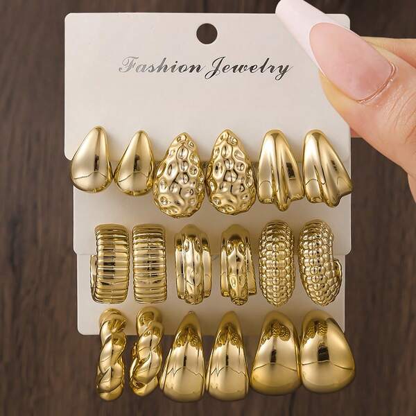 Dellgoo 1 Set Geometric Teardrop Earrings, CCB Exaggerated Earrings For Women