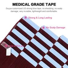 20PCS 50G Tape In Hair Extensions Human Hair, #99J Burgundy Color, 16-26 Inch Double Sided Tapes Ins Human Hair Extensions,  Adhesive Extension Seamless Invisible Skin Weft, Silky Straight With Thick Ends, Remy Human Hair Add Length For Woman Everyday Hairstyle Cosplay Daily Wedding Party Halloween Use - S99J - Xem 6