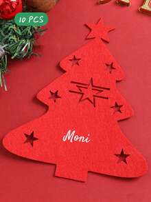 Customizable Name Christmas Tree Felt Personalized Cutlery Holder Bag Knife Fork Pouch Tableware Mat Party Table Decor Personalized Name Mat For Home Kitchen, Restaurant Dining, Party And Holiday Table Decor - Multicolor - View 14