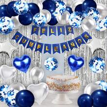 Globos de Cumpleaños con Letrero Español Feliz Cumpleaños Globos Metálicos Decoracion Cumpleaños para Hombre con Cortinas Brillantes para Fiesta de Cumpleaños Azul y Plata - Verde - Ver 11