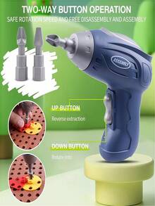 Kids Educational Screw Tightening Simulation DIY Nut Multi-Functional Assembly Building Block Tool Box, Suitable For Indoor/Outdoor Travel Games, Ages 3-12, Interactive Toys For Boys And Girls, Random Accessories, Colors And Stickers