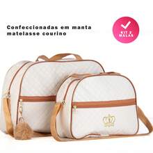 Kit 2 Maternity Bags For Boys/Girls, Luxury Baby Suitcase In Various Colors With Pompom - 駝色 - 查看 5