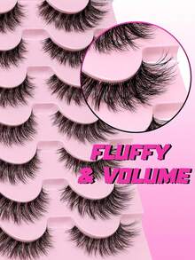 Ondine 7 Pairs Of Fine Black Stem 3D Natural Thick Imitation Real And Fake Eyelashes - Black - View 3