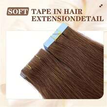 20PCS 50G Tape In Hair Extensions Human Hair, #4 Chocolate Brown, 16-26 Inch Double Sided Tapes Ins Human Hair Extensions,  Adhesive Extension Seamless Invisible Skin Weft, Silky Straight With Thick Ends, Remy Human Hair Add Length For Woman Everyday Hairstyle Cosplay Daily Wedding Party Halloween Use - S4 - 查看 4