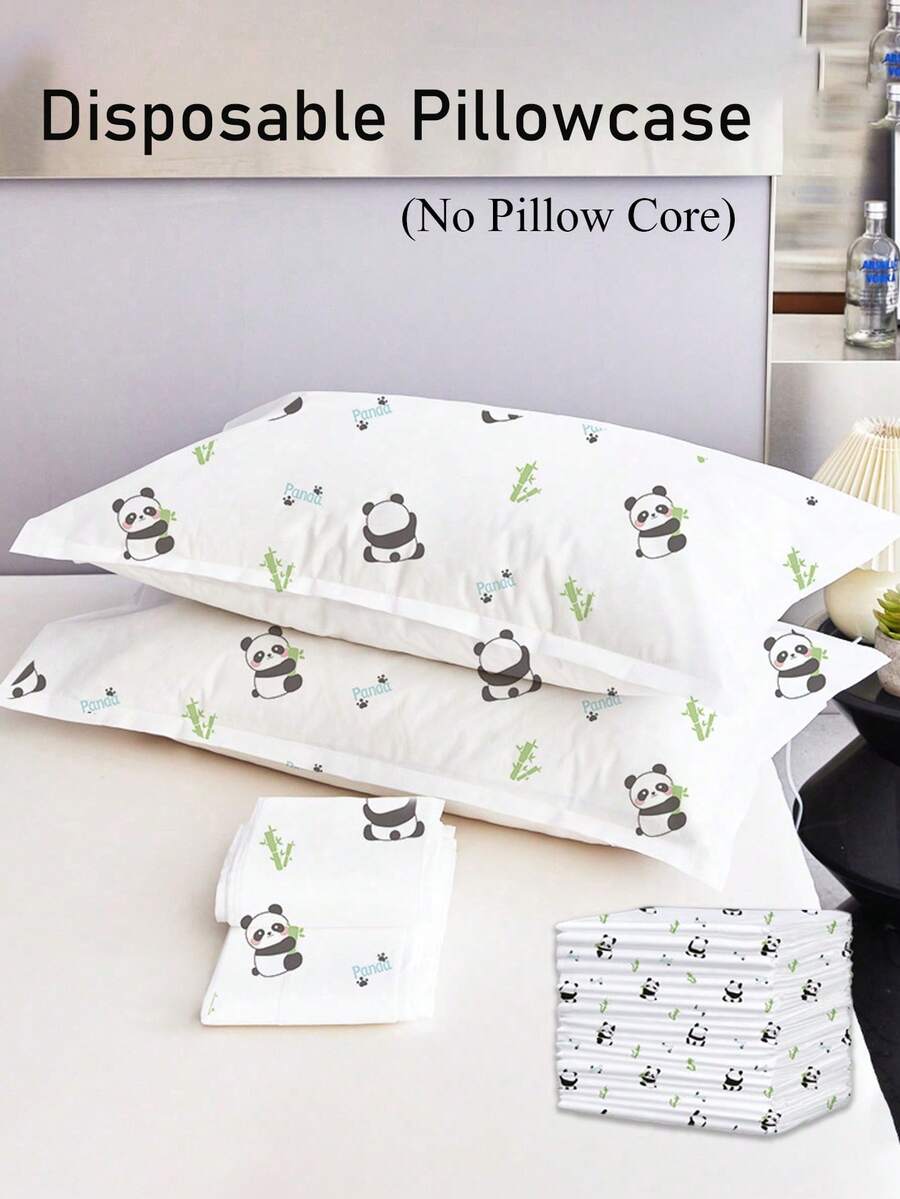 مطبوع بنمط أحرف الباندا والخيزران، طابع بوهيمي، أغطية وسادة سميكة قابلة للتخلص منها، مناسبة لغرف الفنادق وصالونات التجميل، مصنوعة من قماش غير منسوج، مقاومة للاتساخ ومنفذة للهواء، مثالية للسفر والرحلات المخيمات والفنادق في فصل الخريف والشتاء، توفر لك أفضل تجربة راحة وسفر (بدون نواة الوسادة) - متعدد الألوان - مشاهدة 1