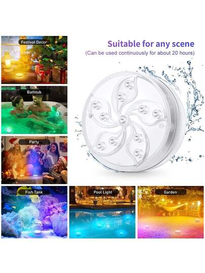 LED Submersible Lights With Remote Control, Multi-Color, Waterproof Pool Lights, Battery Powered, Suitable For In-Ground Pools, Parties, Hot Tubs, Vase Bases, Bathtubs, Halloween Decor
