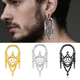 1pc Halloween Vintage Gothic Hollow Castle Earrings Ear Weights, Minimalist Fashion Ear Tunnels Ear Plugs Retro Punk Holiday Gift Jewelry Men New Arrival