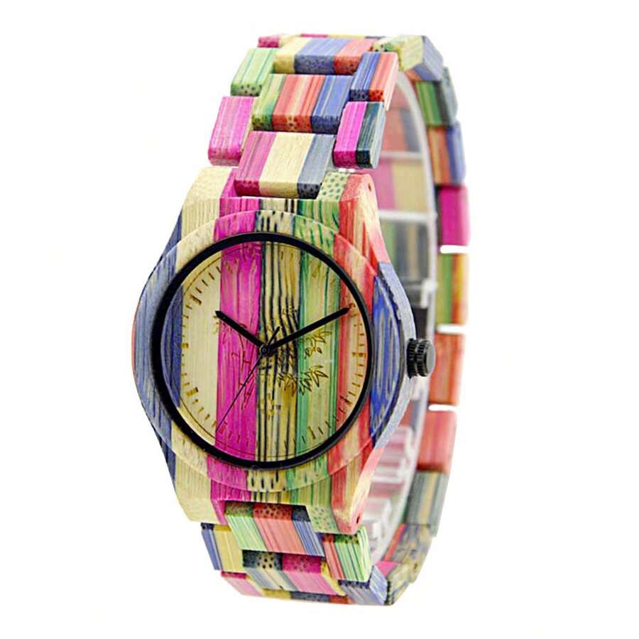 Muñeco de pulsera de bambú, reloj de calidad para regalo - transparente - Ver 1