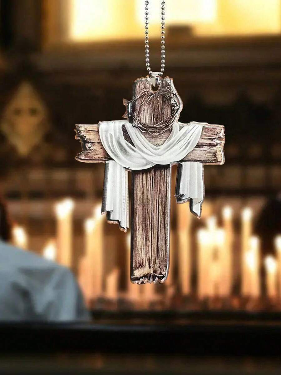 1pc Horror Game Cross 2D Acrylic Pendant, Suitable For Car Rearview Mirror, Backpack Hanging Decoration - 275 Cross - View 1