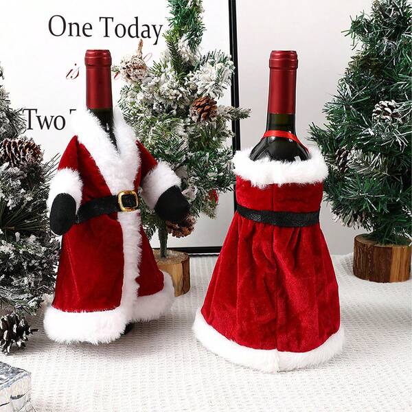 Christmas Creative Atmosphere Red Wine Bag Protective Cover, Christmas Dress Wine Bottle Cover, Red Wine Bottle Sweater, Wine Lovers Christmas Party Home Decoration, Leak-Proof Wine Bottle Travel Cover, Safety Wine Bottle Cover