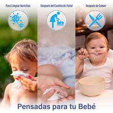 Toallitas Húmedas para Bebé,% Fibras Naturales, Suaves y Resistentes, Sin Fragancia, Textura Suave para una Limpieza Delicada, 60 Hojas por Paquete, Hipoalergénicas y Seguras para Piel Sensible - 1 - Ver 5