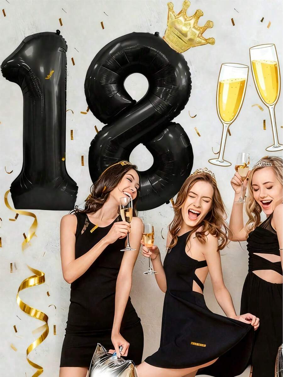 Globos con números y coronas doradas, adecuados para fiestas de cumpleaños de todas las edades y decoración de fiestas navideñas