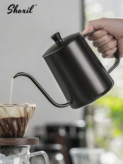 choxila 1 pieza Tetera de acero inoxidable para café de goteo de 350ml/600ml con tapa, herramienta para hacer café de gota a gota