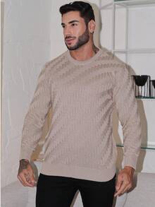 Luxury Knitted Sweater, Knitwear, Men's Blouse, Winter - Beige - View 1