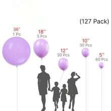 127pcs Balloons,  Balloons Different Sizes Pack Of 36 Inch 18 Inch 12 Inch 10 Inch 5 Inch Balloons For Balloon Garland - Trending, Best Seller, New Arrival, Party Supplies, Elegant Decor, Party Decoration, Wedding & Birthday - 紫色 - 查看 4