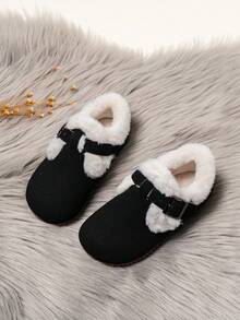 2025 Herbst & Winter Neue Kinder Wildleder Winterschuhe, einfarbig plus Kaschmir, koreanischer Stil für Jungen & Mädchen - Schwarz - Übersicht 6