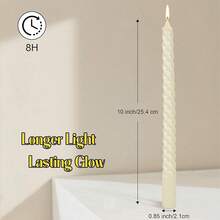 Tobeape Sage Green Twisted Taper Candles Set Of 12, 10 Inch Tall Unscented Dripless, Smokeless Tapered Candlestick Wedding Home Décor Dinner's Day- 8 Hour Long Burning - 奶油象牙色 - 查看 9