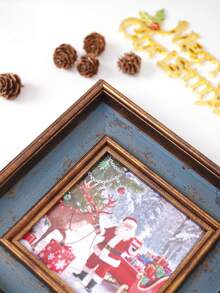 5-Inch Vintage Square Photo Frame, Classic European & American Style Rectangular Frame, Rustic Christmas Design, Wall Hanging Or Tabletop Display, Fits 5-Inch Photos, Unique Christmas & Birthday Gift For Parents - Multicolor - View 11