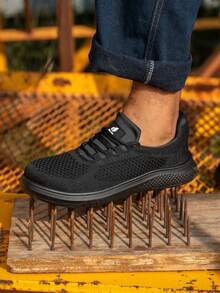 Steel Toe Shoes For Men, Black Anti Smashing And Anti Puncture Forging Workshop,Construction Work & Daily Wear Indestructible Shoes - Black - View 4
