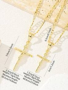 Bộ 1 dây chuyền mặt thánh giá tôn giáo, phù hợp cho phụ nữ, đa năng khi mặc vào mùa hè, đi biển, làm quà tặng lễ Phục sinh, tự đeo - Vàng - Xem 6