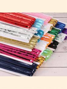 1/2 piezas Cinta de trenza con lentejuelas, cinta de trenza, cinta plana inelástica con brillo para costura, manualidades, envoltura de regalos, decoración del hogar y bodas, Halloween, San Valentín, Navidad, Acción de Gracias, para disfraces de muñecas