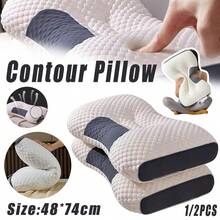 Aimall Memory Foam Bed Pillow For Sleeping, Ergonomic Cervical Contour Neck Support Orthopedic Pillow For Side Back Stomach Sleeper, Neck And Shoulder Pain - White - View 1